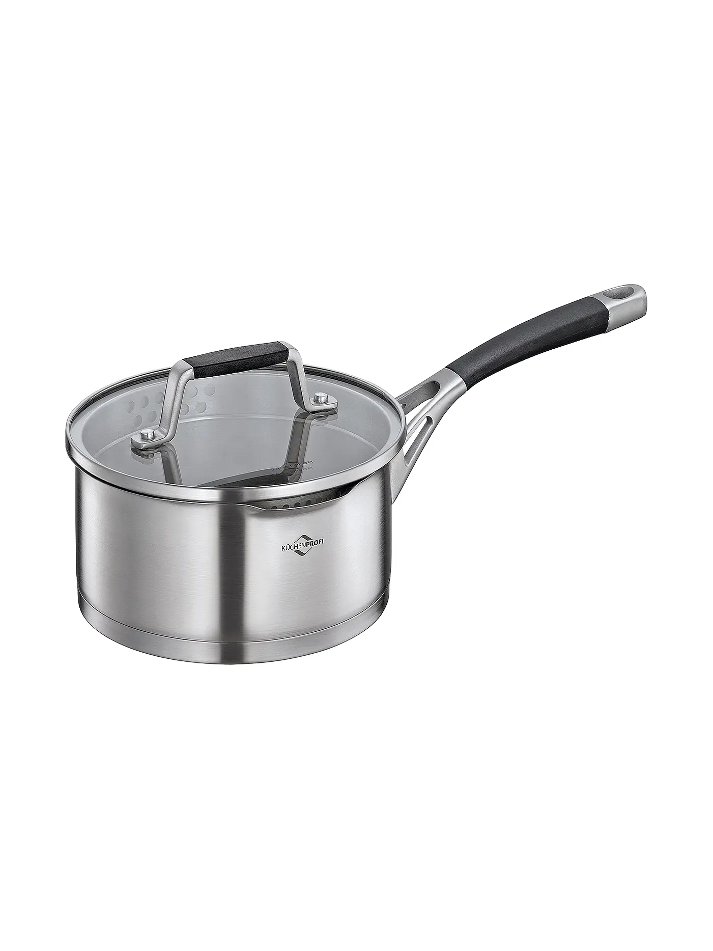 KÜCHENPROFI | Stielkasserolle 16cm/1,5l  BOLOGNA Edelstahl /Schwarz | 